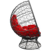Кресло M-Group Кокос на подставке 11590306 (серый ротанг/красная подушка)