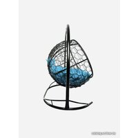 Подвесной диван M-Group Лежебока 11180403 (с черным ротангом/голубая подушка)