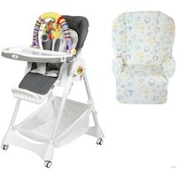 Высокий стульчик ForKiddy Podium Toys 0+(2 чехла+х/б вкладыш, темно-серый, дуга обезьяна)