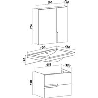  Runo Тумба с умывальником Стокгольм 70 + Como 70 (подвесная)