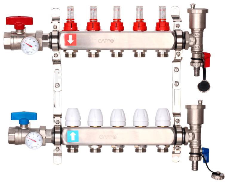 

Запорная арматура Gappo Коллектор регулируемый с расходомерами G422.5 5-вых. x1"x3/4"