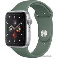 Умные часы Apple Watch Series 5 44 мм (серебристый алюминий/зеленый спортивный)