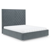 Кровать Мебель-АРС Мишель 140 (велюр серо-синий HB-178 26)