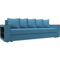 Диван Лига диванов Дубай Лайт полки слева 132283L (рогожка Амур 10 голубой)