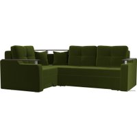 Угловой диван Лига диванов Комфорт 102604 (левый, микровельвет, зеленый)
