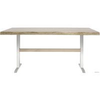 Кухонный стол Buro7 Двутавр 180 (с обзолом, дуб беленый/белый)