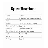 Адаптер Vention HFMH0 DisplayPort - HDMI