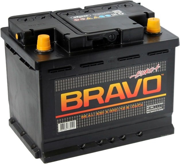 

Автомобильный аккумулятор BRAVO 6CT-55 L (55 А·ч)