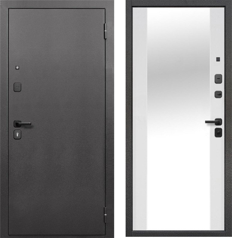Металлическая дверь Guard Зеркало 96x205 правая (серебристый/белый матовый)
