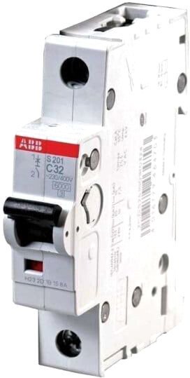 

Выключатель автоматический ABB S 201 1P С 32А 6кА 1M 2CDS251001R0324