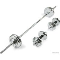 Набор гантелей с грифом для штанги AMETIST хромированные в чемодане 50 кг