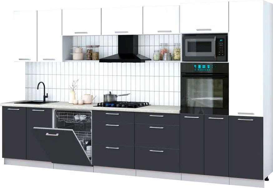 

Готовая кухня Интерлиния Мила Gloss 3.6-ПМ1 (пепел/белый/опал светлый)