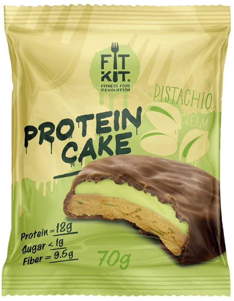 

Протеиновое пирожное FitKit Protein Cake (70 г, фисташковый крем)