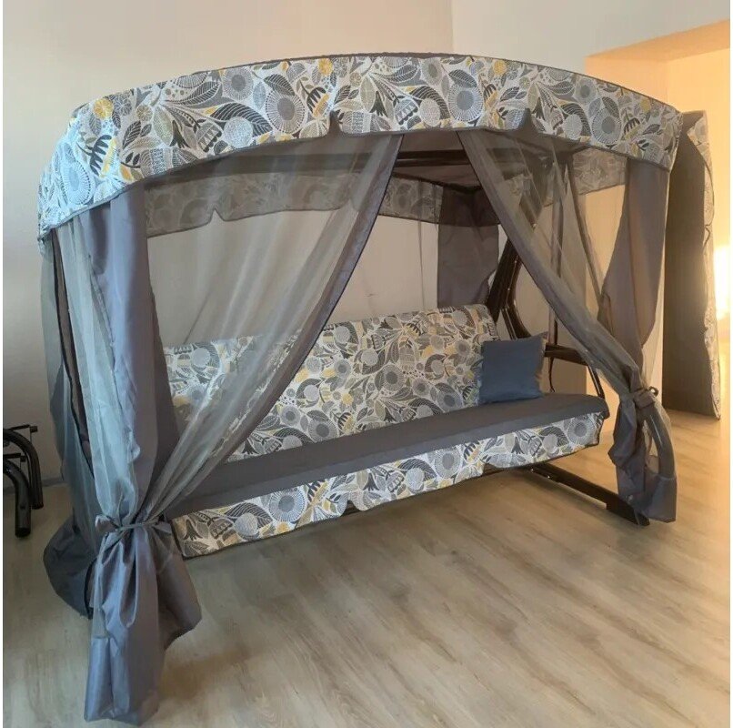 Садовые качели Мобеком Секвойя KC-501/2 (серый/цветы)