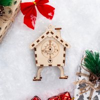 3Д-пазл Drovo Новогодний домик с часами DR018