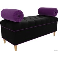 Банкетка Лига диванов Глория 29276 (микровельвет черный/фиолетовый/фиолетовый)