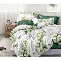 1.5-спальный комплект постельного белья Luxsonia Яблоневый цвет Поплин 1.5сп 70x70 Ви24-0313/220 (на резинке)