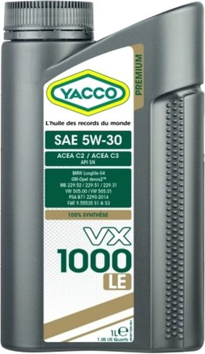 Моторное масло Yacco VX 1000 LE 5W-30 1л
