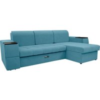 Диван Сириус Лидер-13 с оттоманкой НПБ 285x165 (Eva 29 велюр голубой)