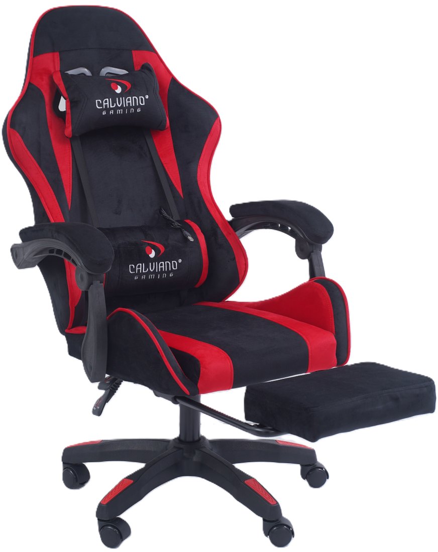 

Игровое (геймерское) кресло Calviano 1584 (велюр, черный/красный)