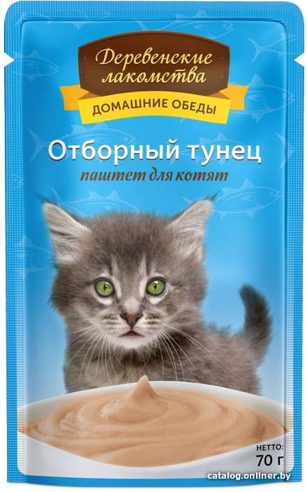 Консервированный корм для кошек Деревенские лакомства Отборный тунец — паштет для котят 70 г