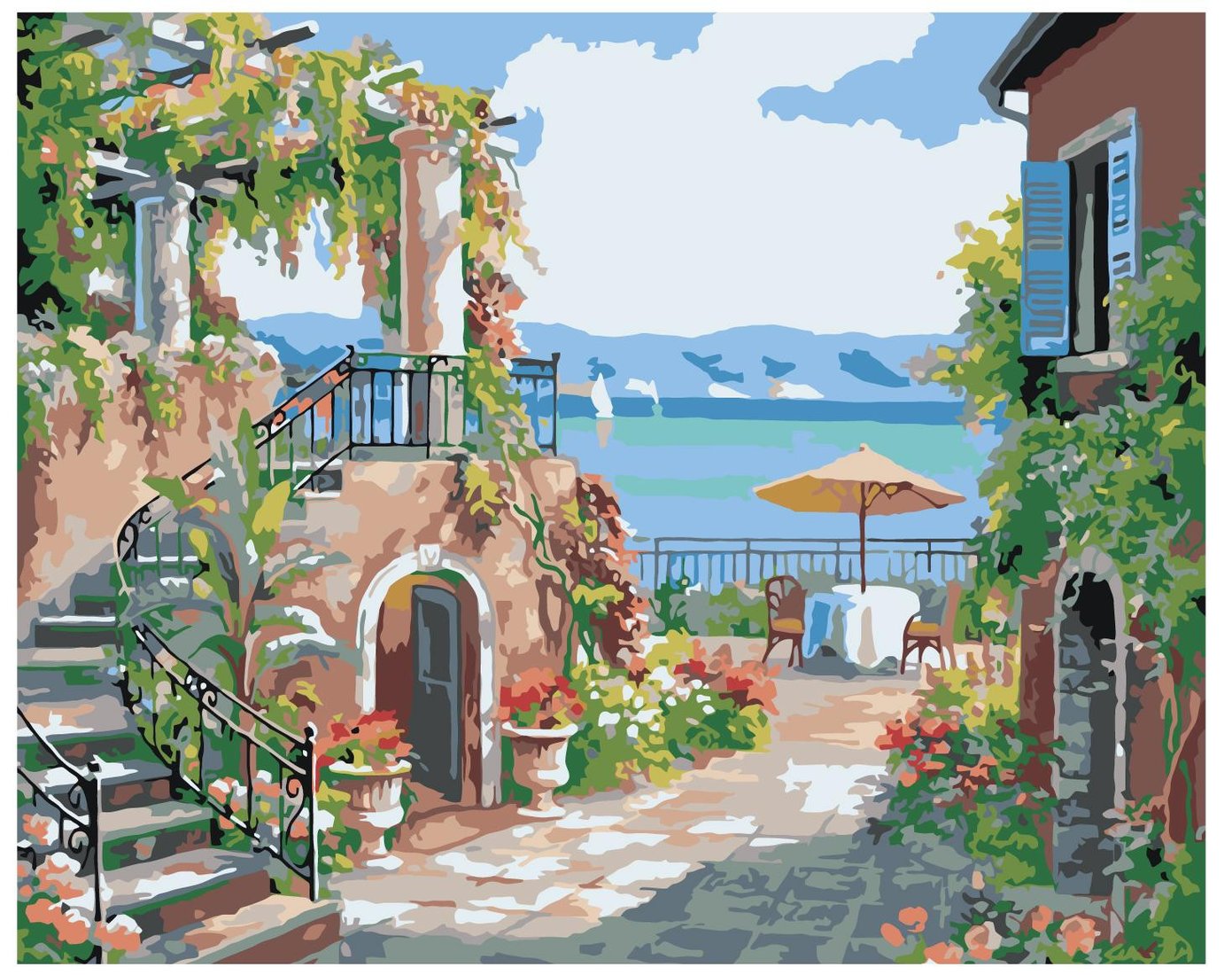 

Картина по номерам SLAVINA Дворик с видом на водоем RP33