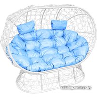 Садовый диван M-Group Лежебока 11190103 (на подставке с белым ротангом/голубая подушка)