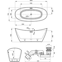 Ванна Wellsee Carefree Dove 168x73 23290101R (отдельностоящая ванна белый глянец, экран, ножки, сифон-автомат хром)