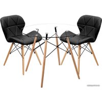 Обеденная группа Mio Tesoro ST-011/SC-026 (стекло/дерево, черный)