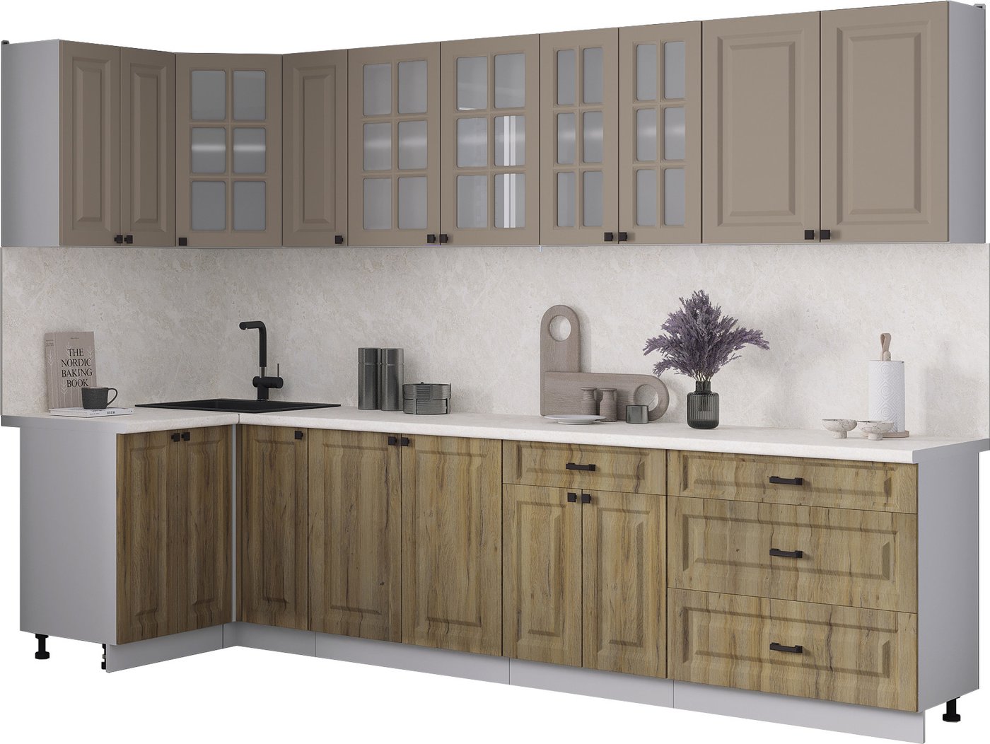 

Готовая кухня Интерлиния Мила Деко 1.2x3.1 (дуб вотан/луна/опал светлый)