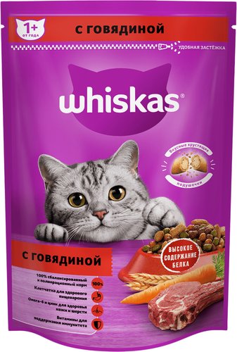 Whiskas Вкусные подушечки с нежным паштетом с говядиной 350 г