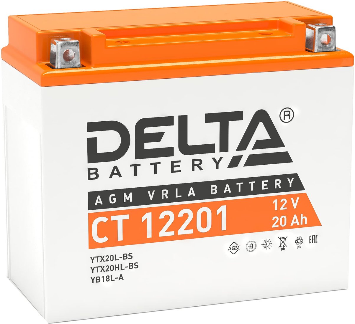 

Мотоциклетный аккумулятор Delta CT 12201 (20 А·ч)