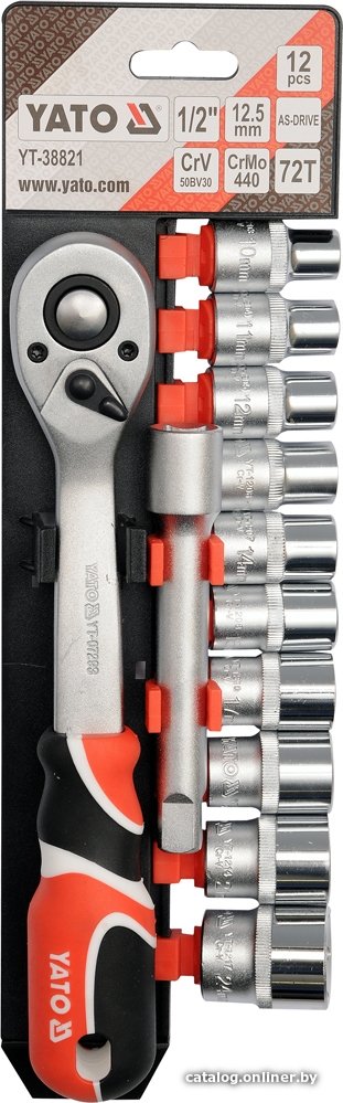 Набор трещотка с головками Yato YT-38821 (12 предметов)