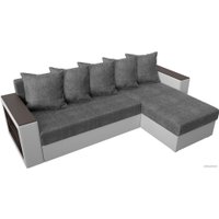 Угловой диван Лига диванов Дубай лайт правый 114196 (рогожка серый/экокожа белый)