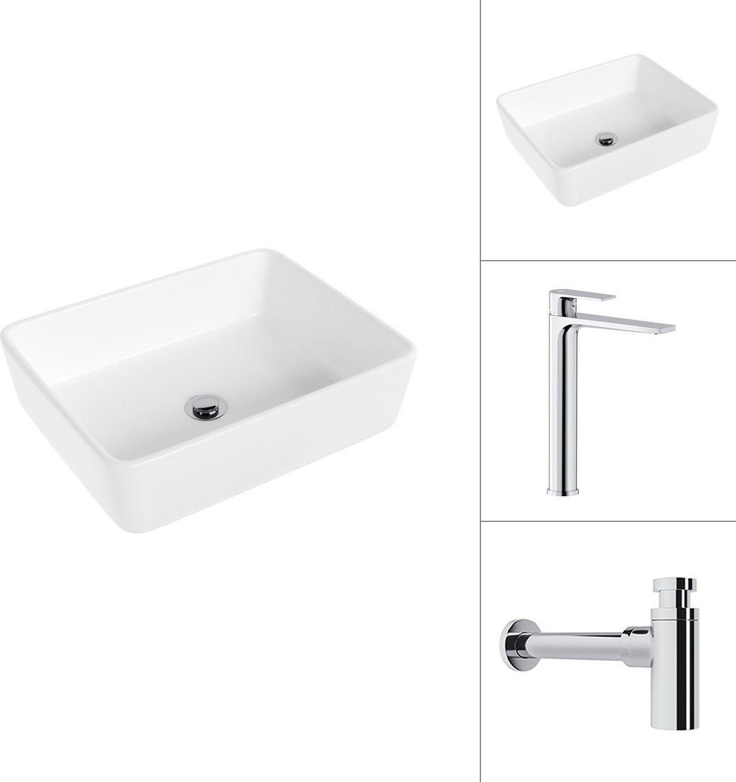 Умывальник Lauter 21674 + Reef 21CK8678C с сифоном 21635CH (хром)