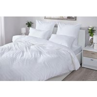 2-спальный комплект постельного белья с евро простыней Loon Stripe (2-спальный евро, наволочки 50х70, белый)