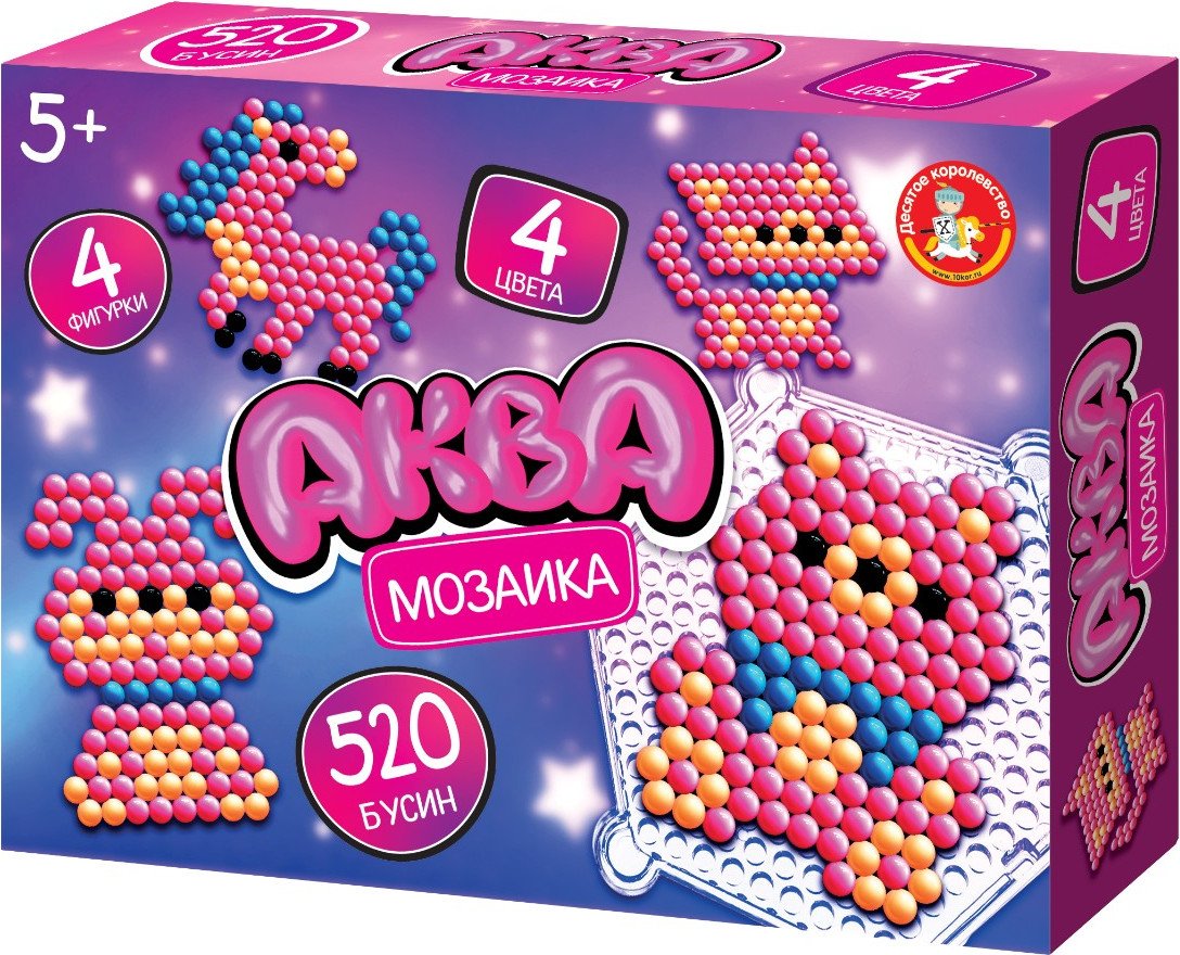 

Развивающая игра Десятое королевство Аквамозаика Розовые животные 06017