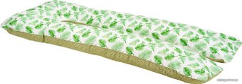 Подушка для беременных Мама рада! U-образная 280x35 двусторонняя (зеленая монстера на клетке)