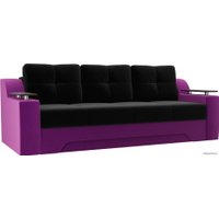 Диван Лига диванов Сенатор 102756 (микровельвет, черный/фиолетовый)
