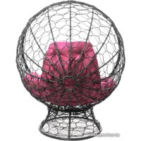 Кресло M-Group Кокос на подставке 11590308 (серый ротанг/розовая подушка)