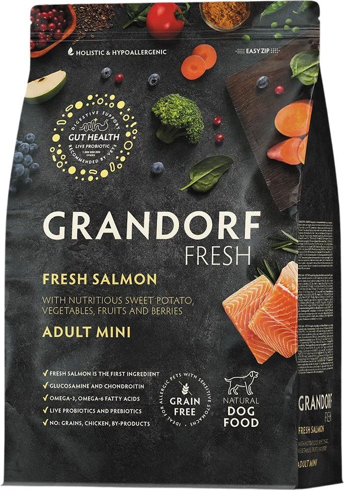 

Сухой корм для собак Grandorf Adult Mini Breeds Fresh Salmon&Sweet Potato 1 кг