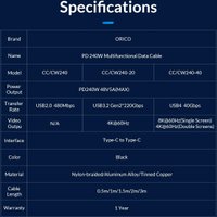 Кабель Orico CC240-40 USB Type-C - USB Type-C (1 м, черный) в Бобруйске