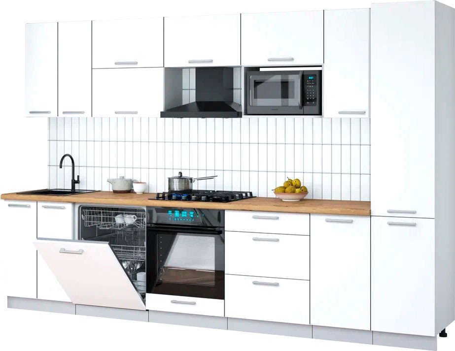 

Готовая кухня Интерлиния Мила Gloss 3.2-ПМ2 (белый/белый/дуб бунратти)