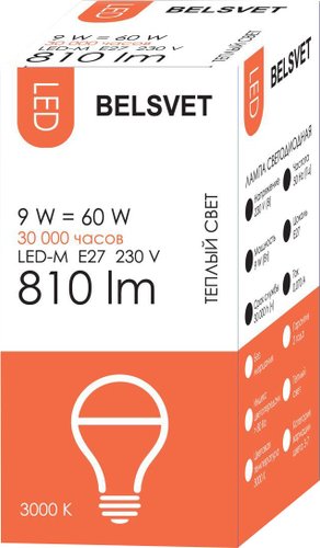 Belsvet LED-M A60 E27 9 Вт 3000 К
