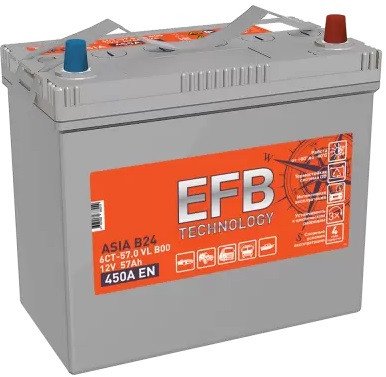 Автомобильный аккумулятор Tubor Asia EFB R+ (57 А·ч)