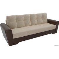 Диван Лига диванов Амстердам 28246 (микровельвет/экокожа, бежевый/коричневый)