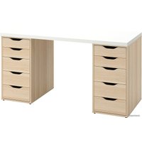 Стол Ikea Лагкаптен/Алекс 494.320.07 (белый/под беленый дуб)