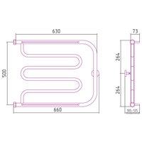 Полотенцесушитель Сунержа Лира 2 полки+ 500х650 03-4012-5065