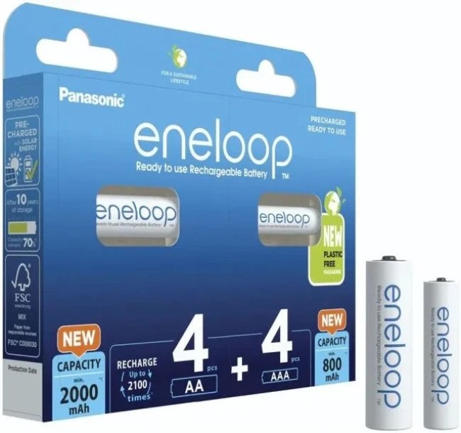 

Аккумулятор Panasonic Eneloop AA 2000mAh 4 шт + AAA 800mAh 4 шт BK-KJMCDE44E
