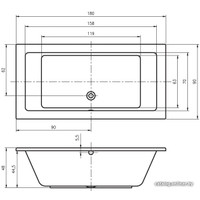 Ванна Riho Lusso 180x90 BA77005 (с ножками и экраном)